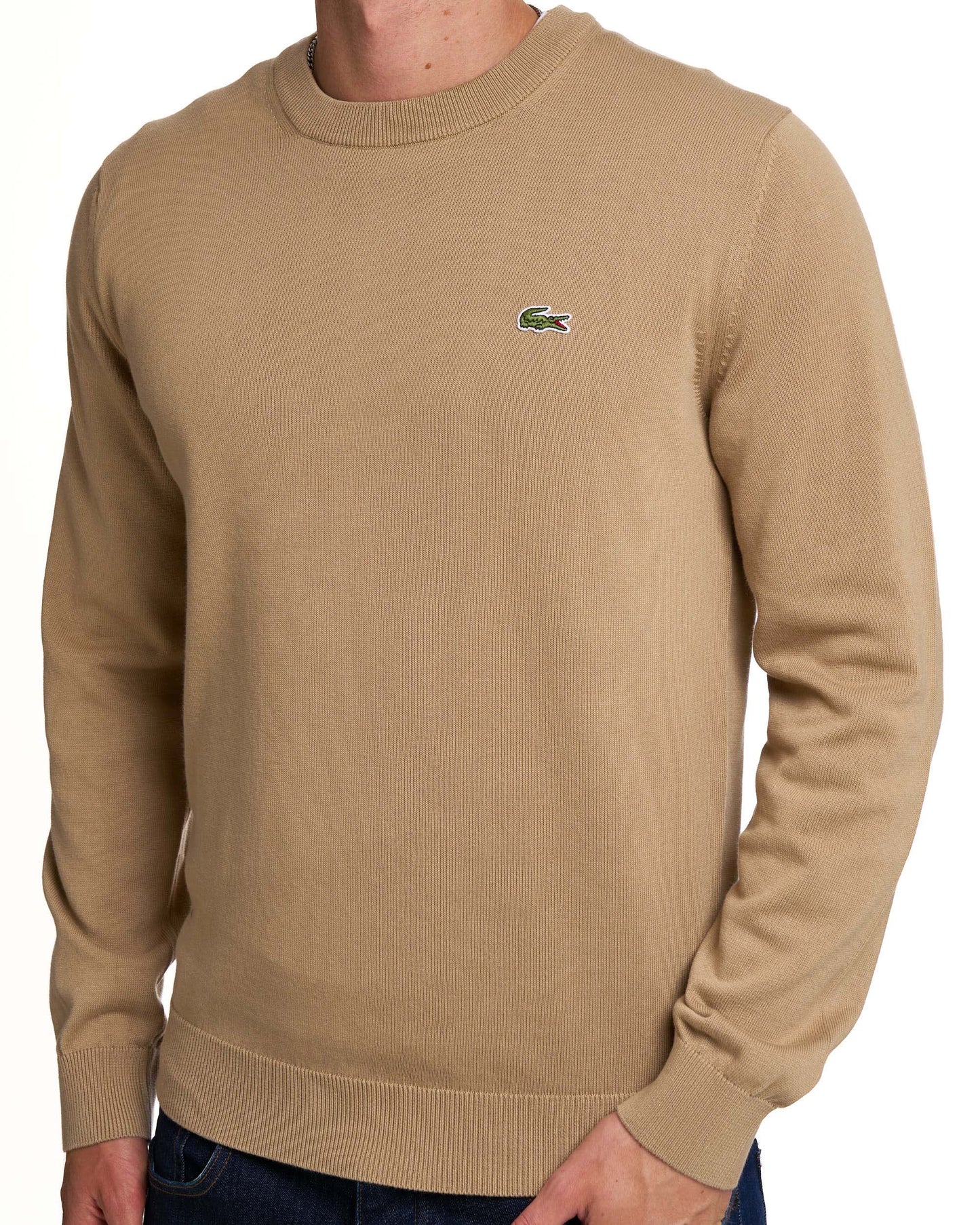 Lacoste Crew Neck Knit Jumper Camel