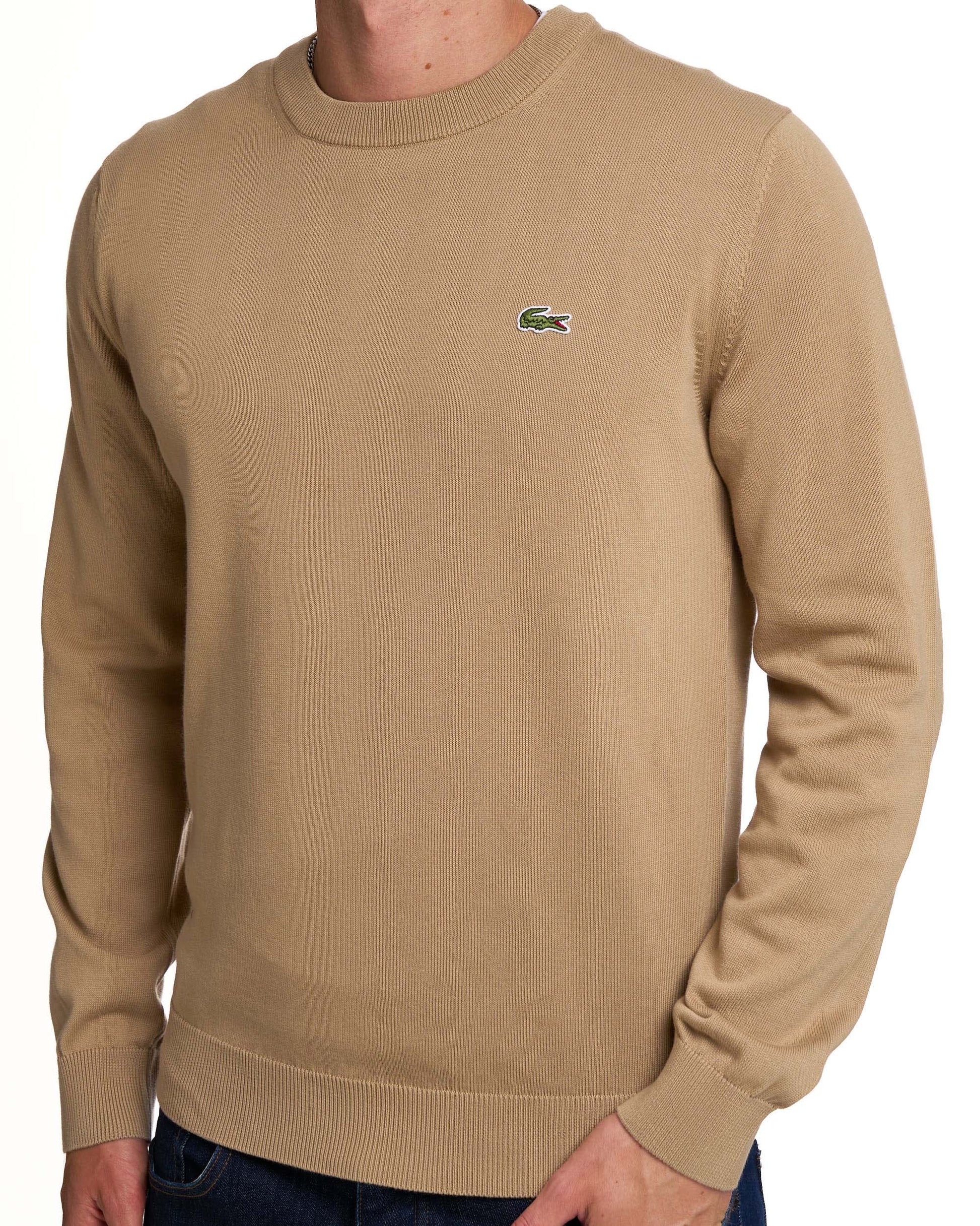 Lacoste Crew Neck Knit Jumper Camel