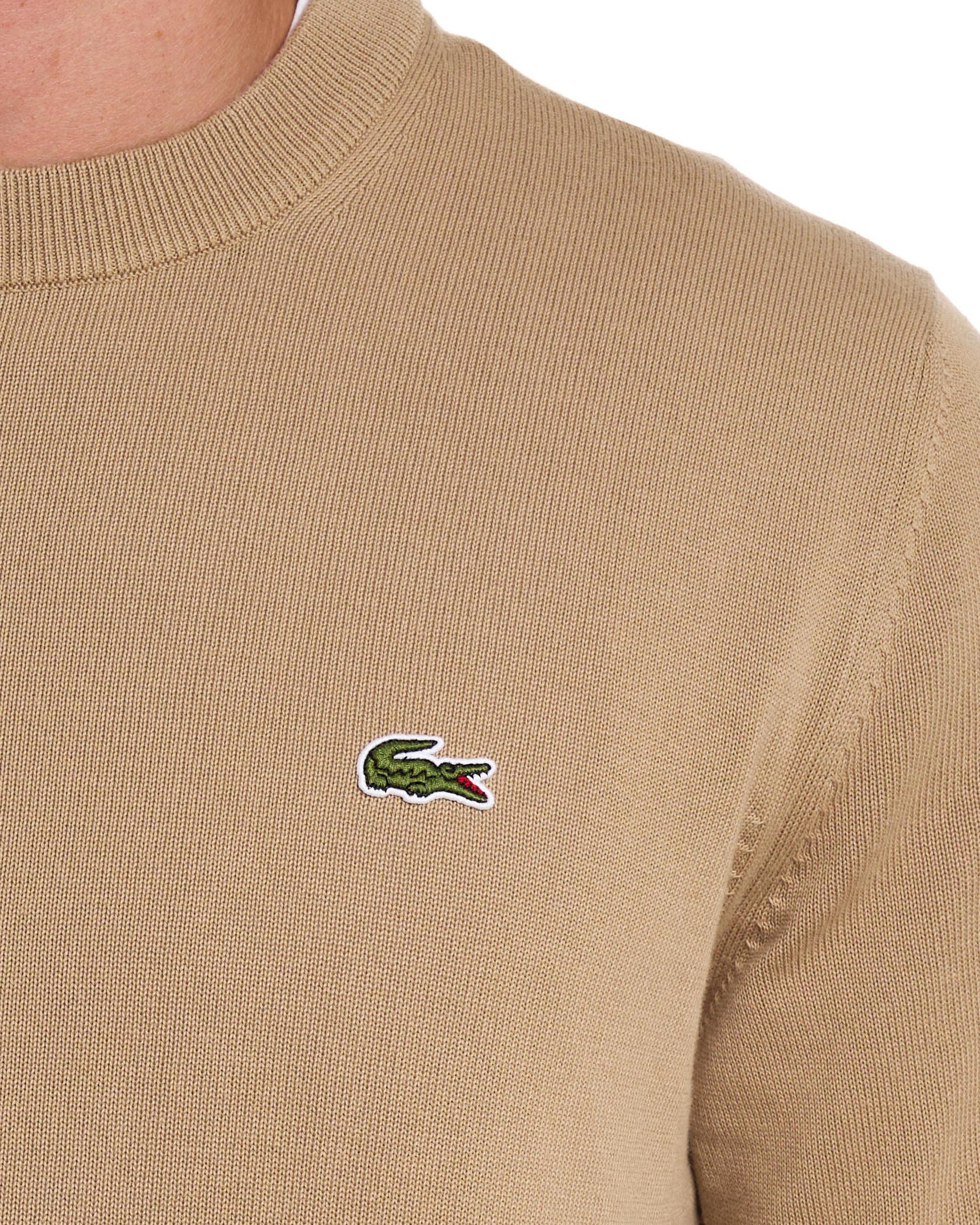 Lacoste Crew Neck Knit Jumper Camel