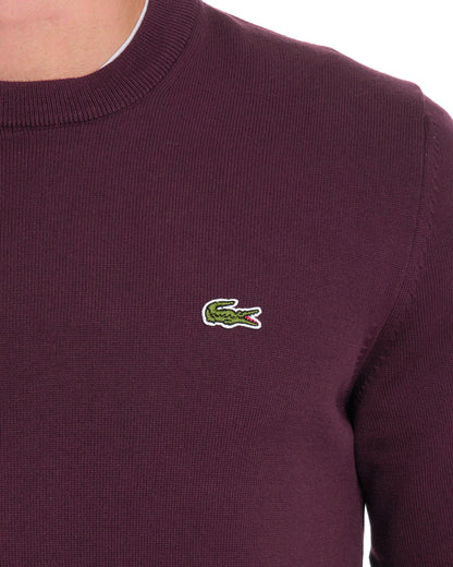 Lacoste Crew Neck Knit Jumper Chestnut Brown