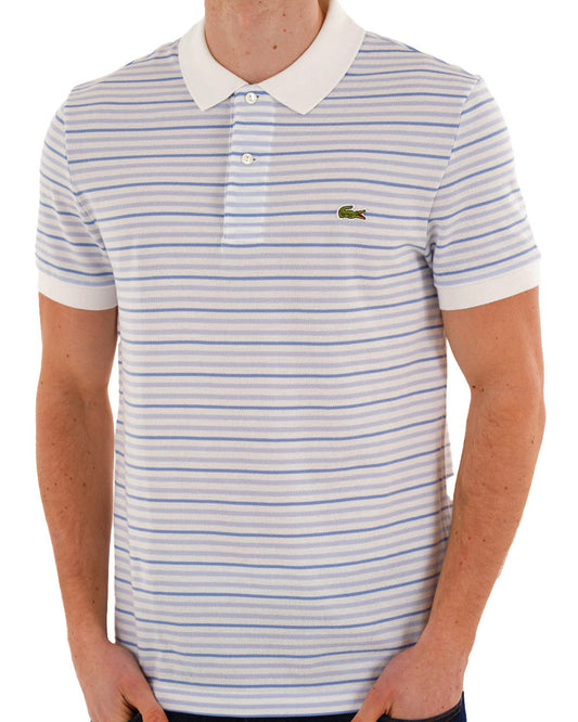 Lacoste Lacoste Fine Stripe Polo Shirt Blue/Off White