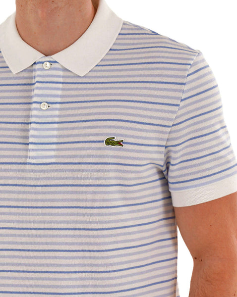 Lacoste Fine Stripe Polo Shirt Blue/Off White