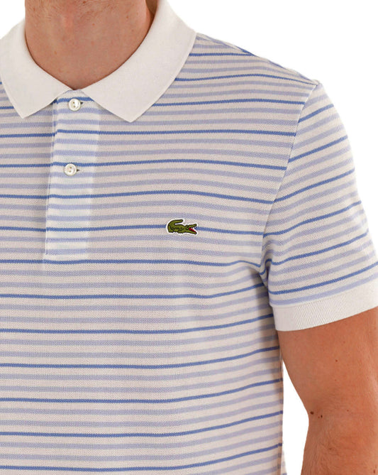 Lacoste Lacoste Fine Stripe Polo Shirt Blue/Off White