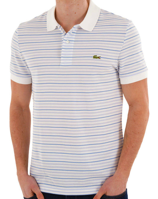 Lacoste Lacoste Fine Stripe Polo Shirt Blue/Off White