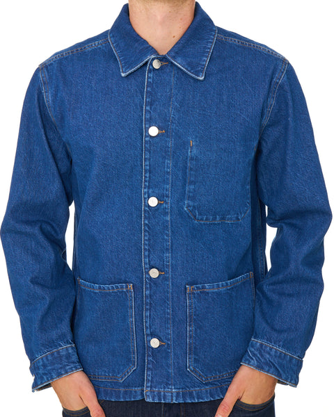 Lacoste Heavy Cotton Denim Overshirt Washed Deep Medium