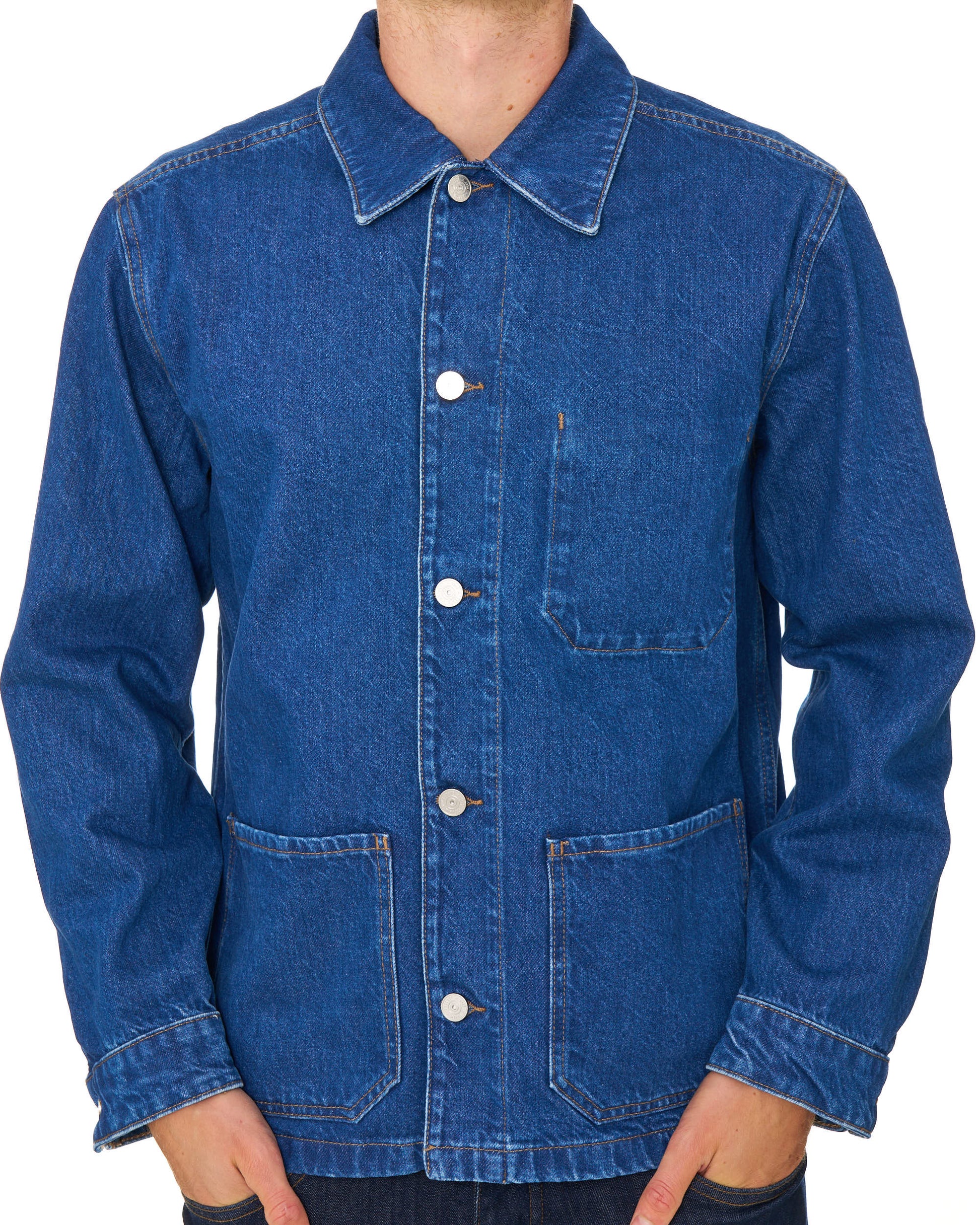 Lacoste Heavy Cotton Denim Overshirt Washed Deep Medium