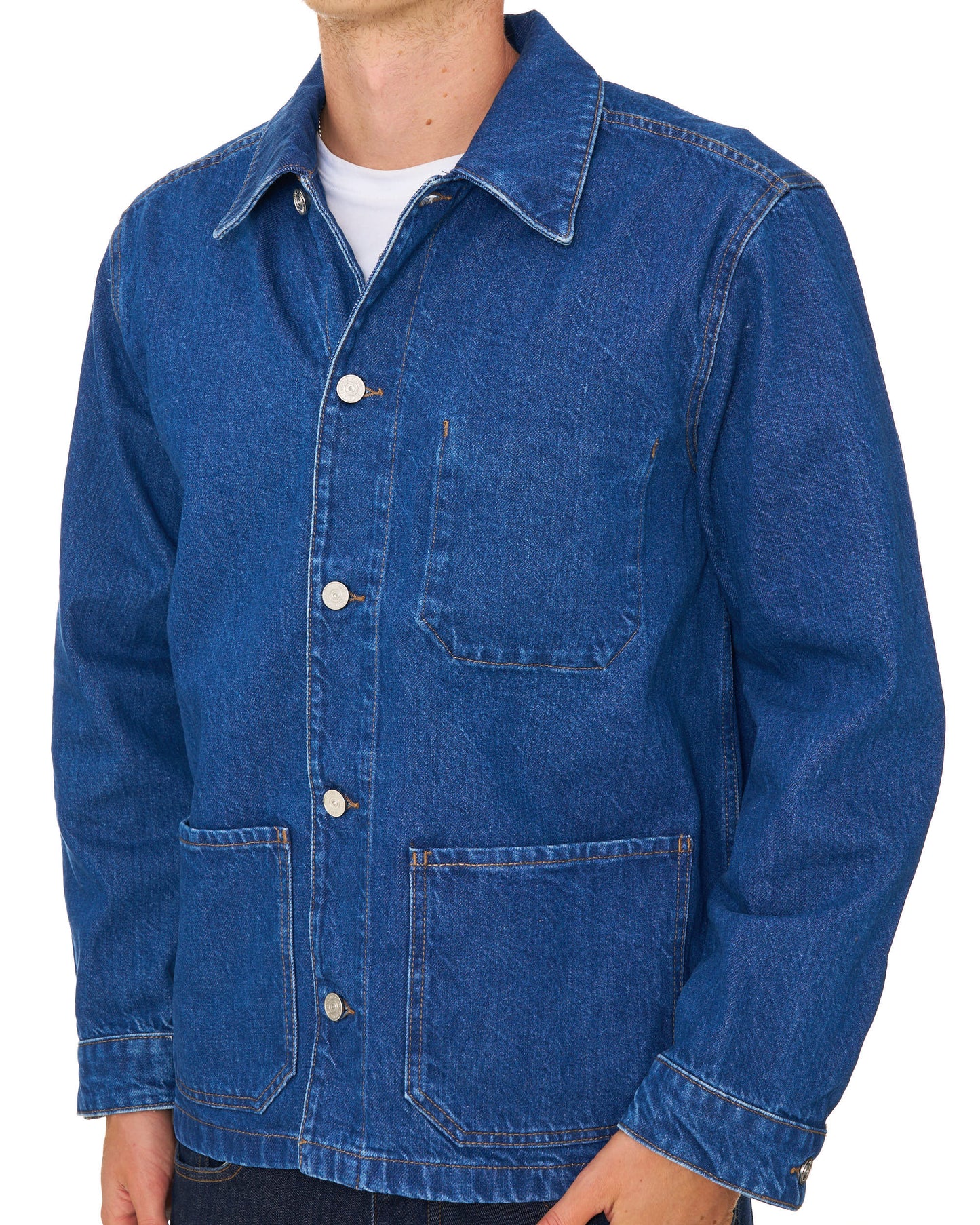 Lacoste Heavy Cotton Denim Overshirt Washed Deep Medium