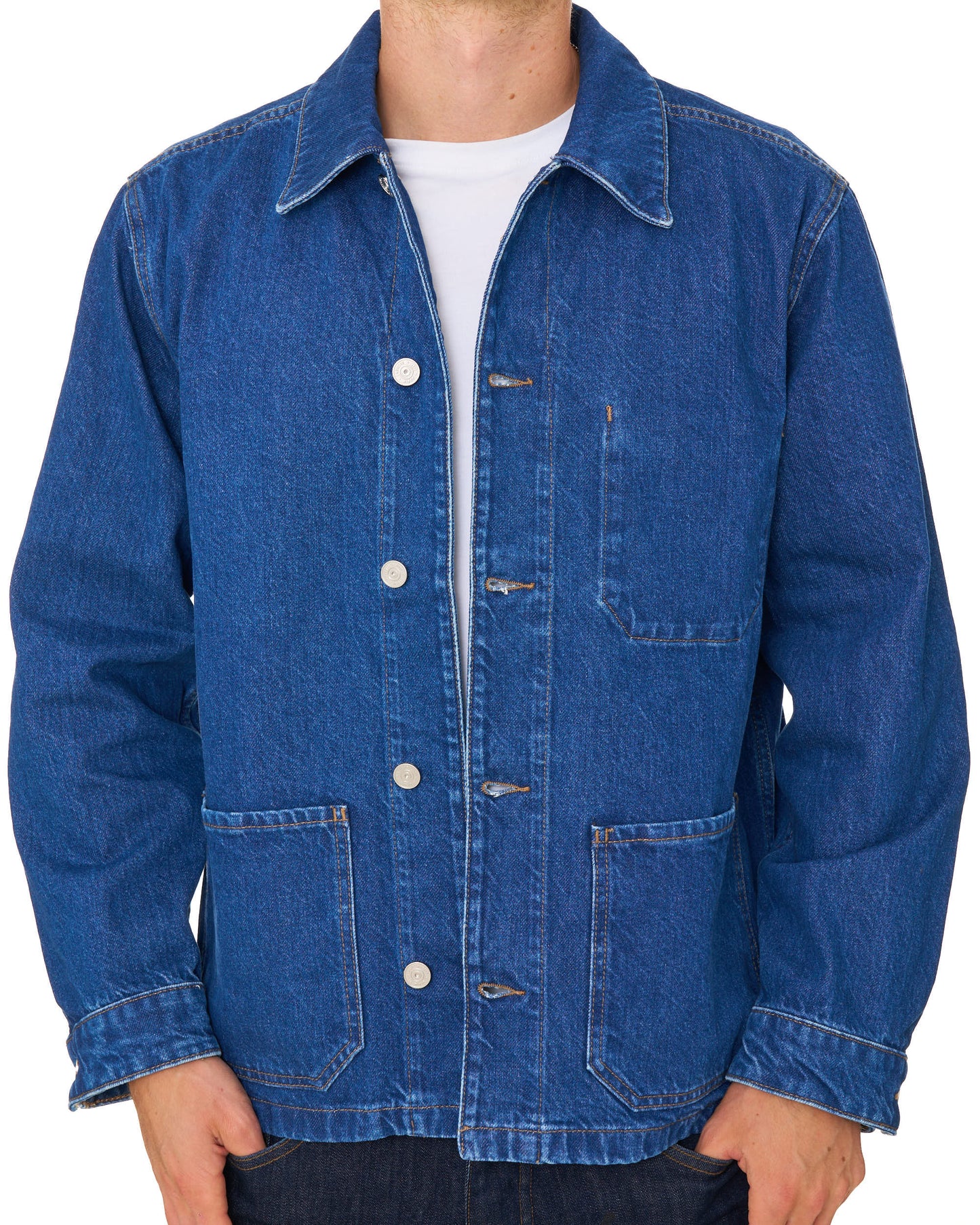 Lacoste Heavy Cotton Denim Overshirt Washed Deep Medium