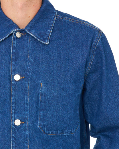 Lacoste Heavy Cotton Denim Overshirt Washed Deep Medium