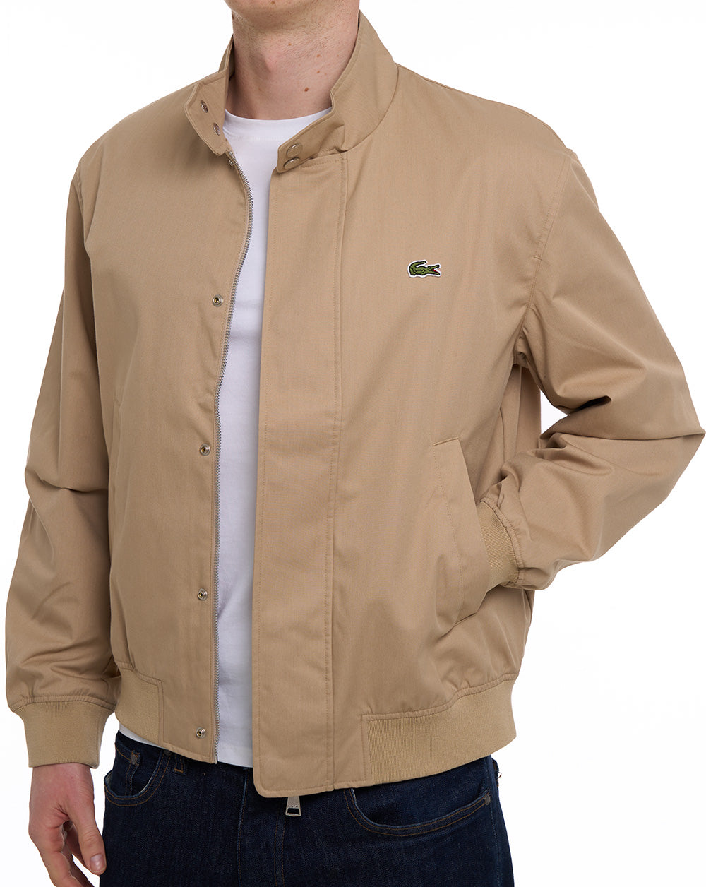 Lacoste Water-Repellent Twill Harrington Jacket Sand