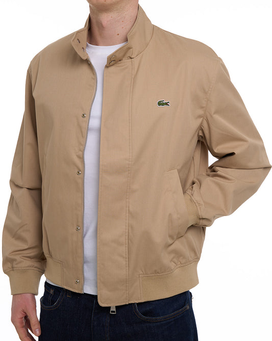 Lacoste Water-Repellent Twill Harrington Jacket Sand