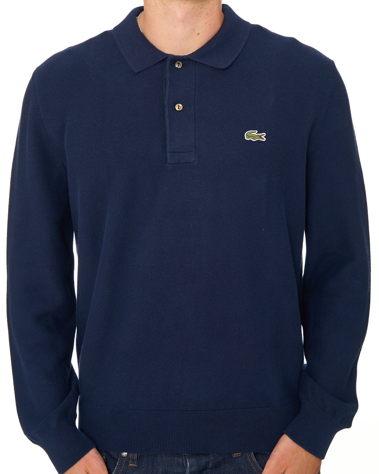 Lacoste Knitted Long Sleeve Polo Shirt Navy