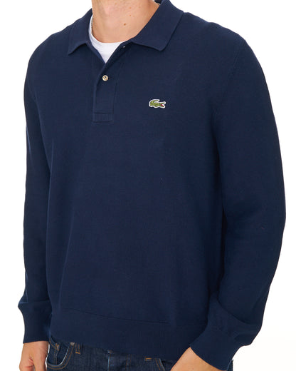 Lacoste Knitted Long Sleeve Polo Shirt Navy