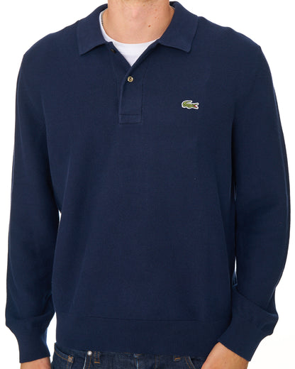 Lacoste Knitted Long Sleeve Polo Shirt Navy