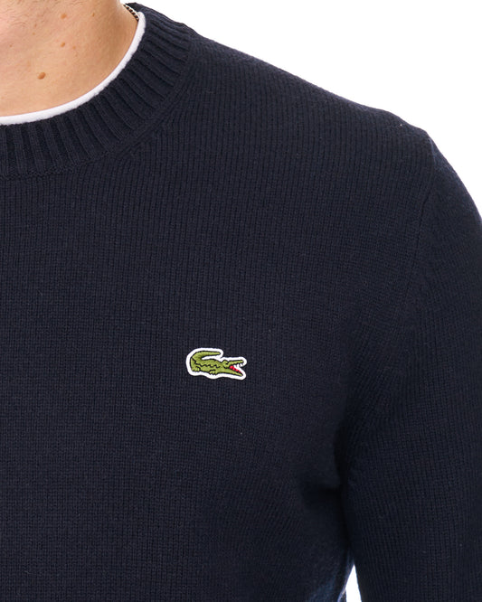 Lacoste Lacoste Knitted Wool Jumper Navy