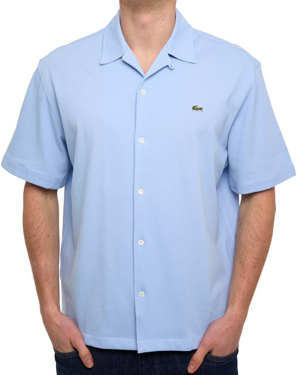 Lacoste Pique Cotton Short Sleeve Shirt Chambray Blue