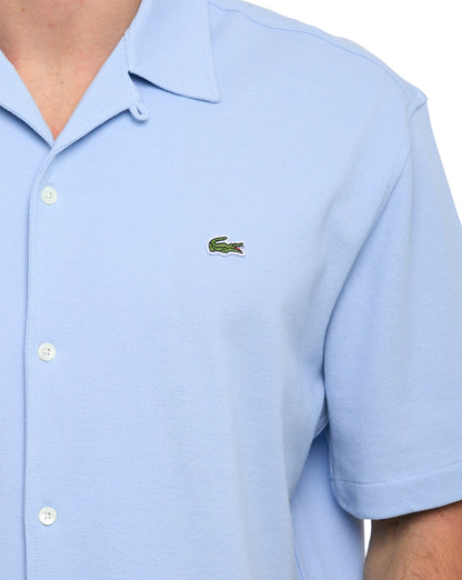 Lacoste Pique Cotton Short Sleeve Shirt Chambray Blue
