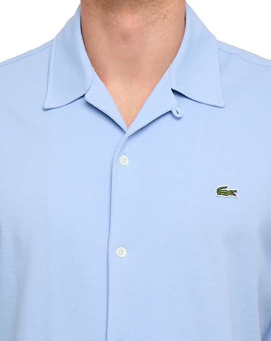 Lacoste Lacoste Pique Cotton Short Sleeve Shirt Chambray Blue