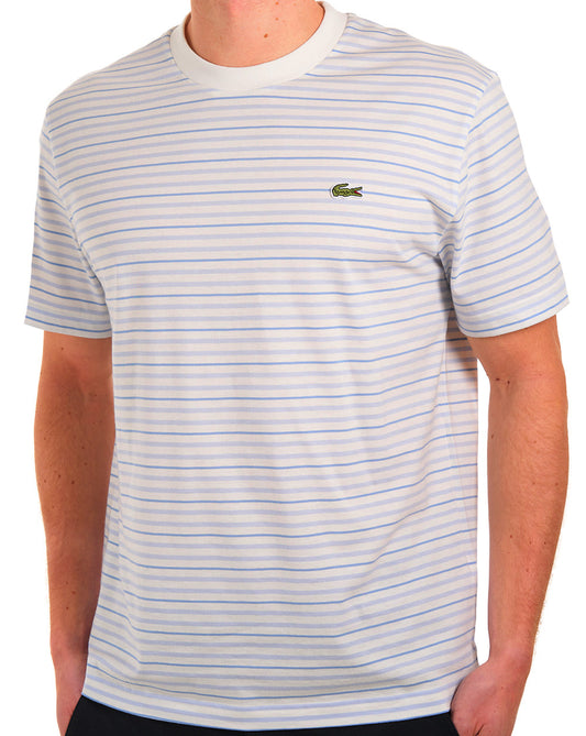 Lacoste Lacoste Striped T Shirt Light Blue/Off White