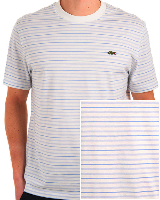Lacoste Lacoste Striped T Shirt Light Blue/Off White