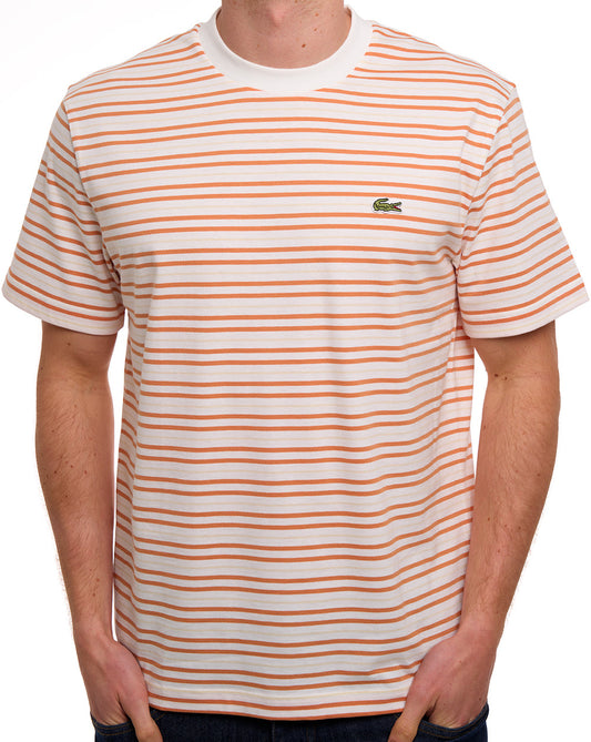 Lacoste Lacoste Striped T Shirt Orange/Off White