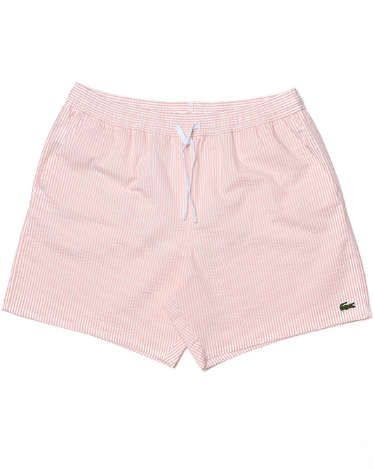 Lacoste Textured Striped Swim Shorts White/Peach
