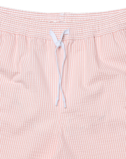 Lacoste Textured Striped Swim Shorts White/Peach