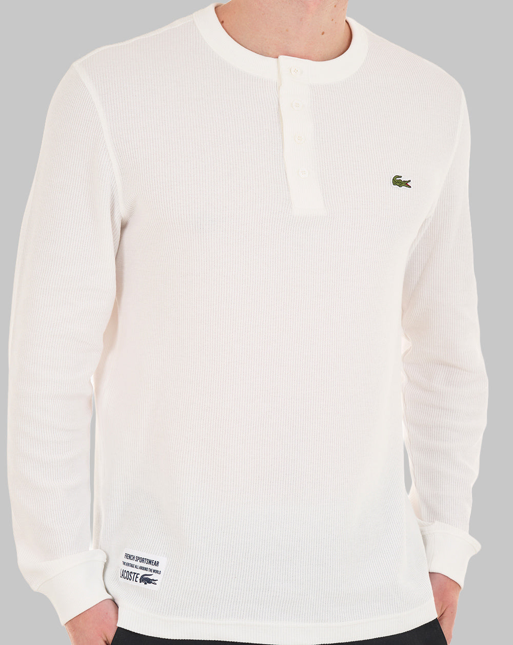 Lacoste Waffle Knit Henley T-shirt Flour