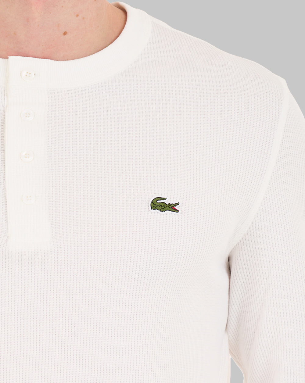 Lacoste Waffle Knit Henley T-shirt Flour