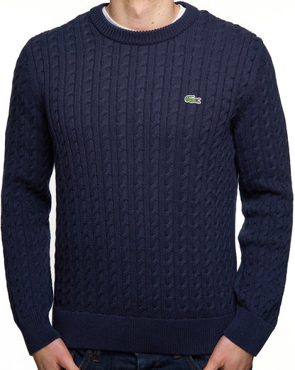 Lacoste Cable Knit Cotton Jumper Navy