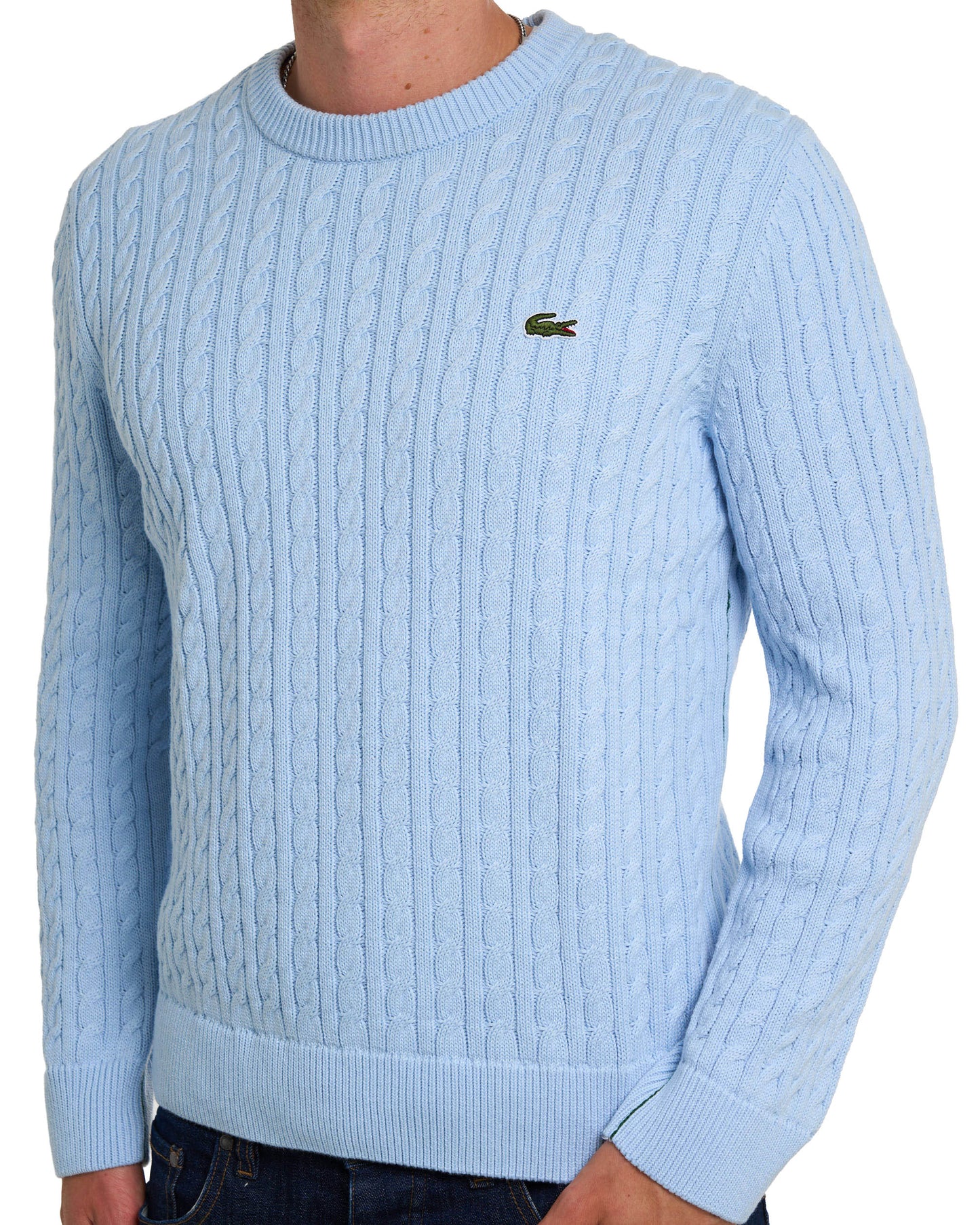 Lacoste Cable Knit Jumper Sky Blue