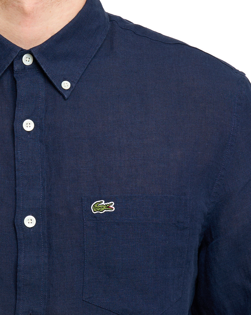 Lacoste Long Sleeve Linen Shirt Navy