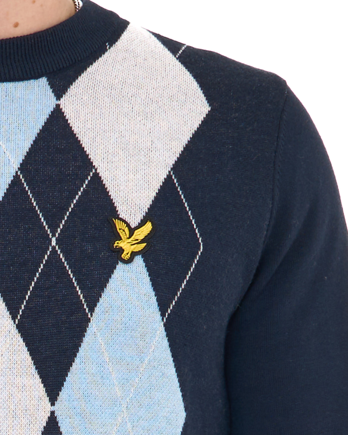 Lyle & Scott Argyle Knitted Crew Neck Jumper Navy