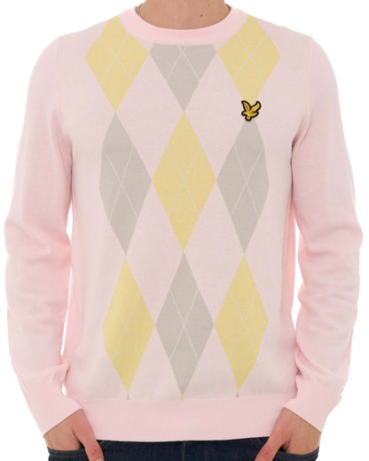 Lyle & Scott Argyle Knitted Crew Neck Jumper Pink