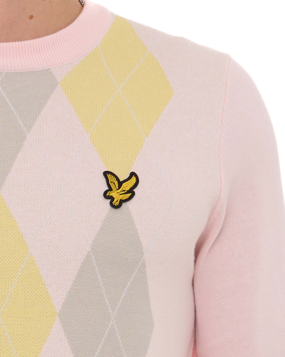 Lyle & Scott Argyle Knitted Crew Neck Jumper Pink