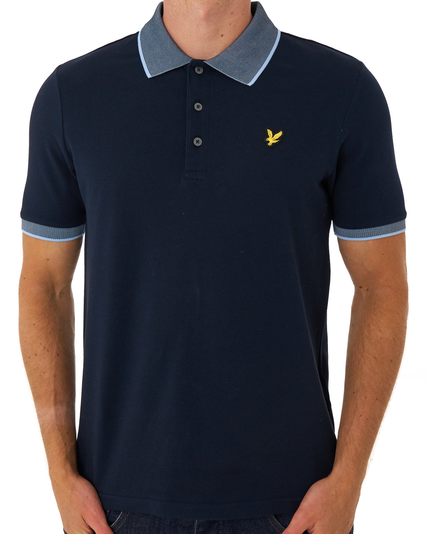 Lyle & Scott Birdseye Collar Polo Shirt Dark Navy/Light Blue