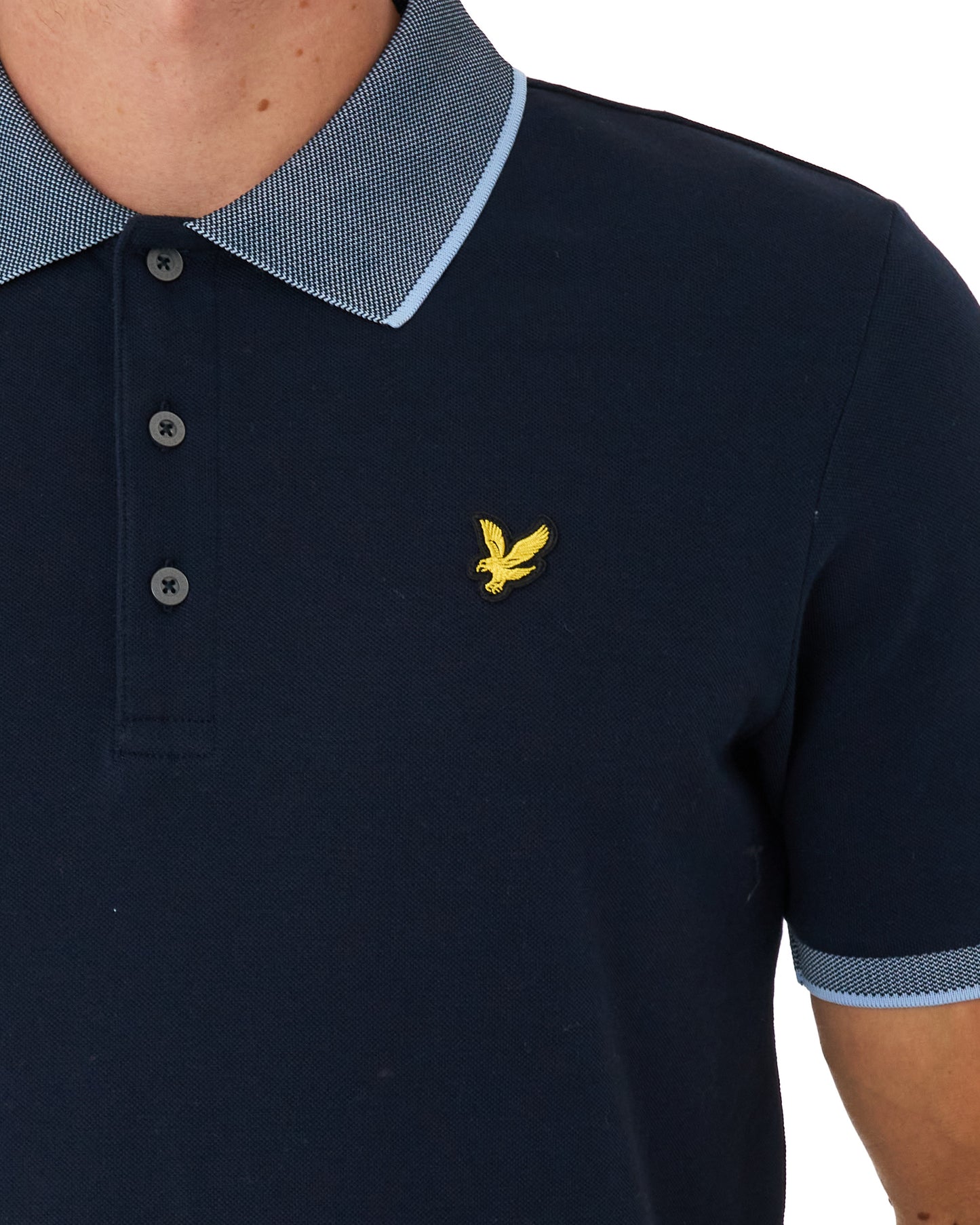 Lyle & Scott Birdseye Collar Polo Shirt Dark Navy/Light Blue