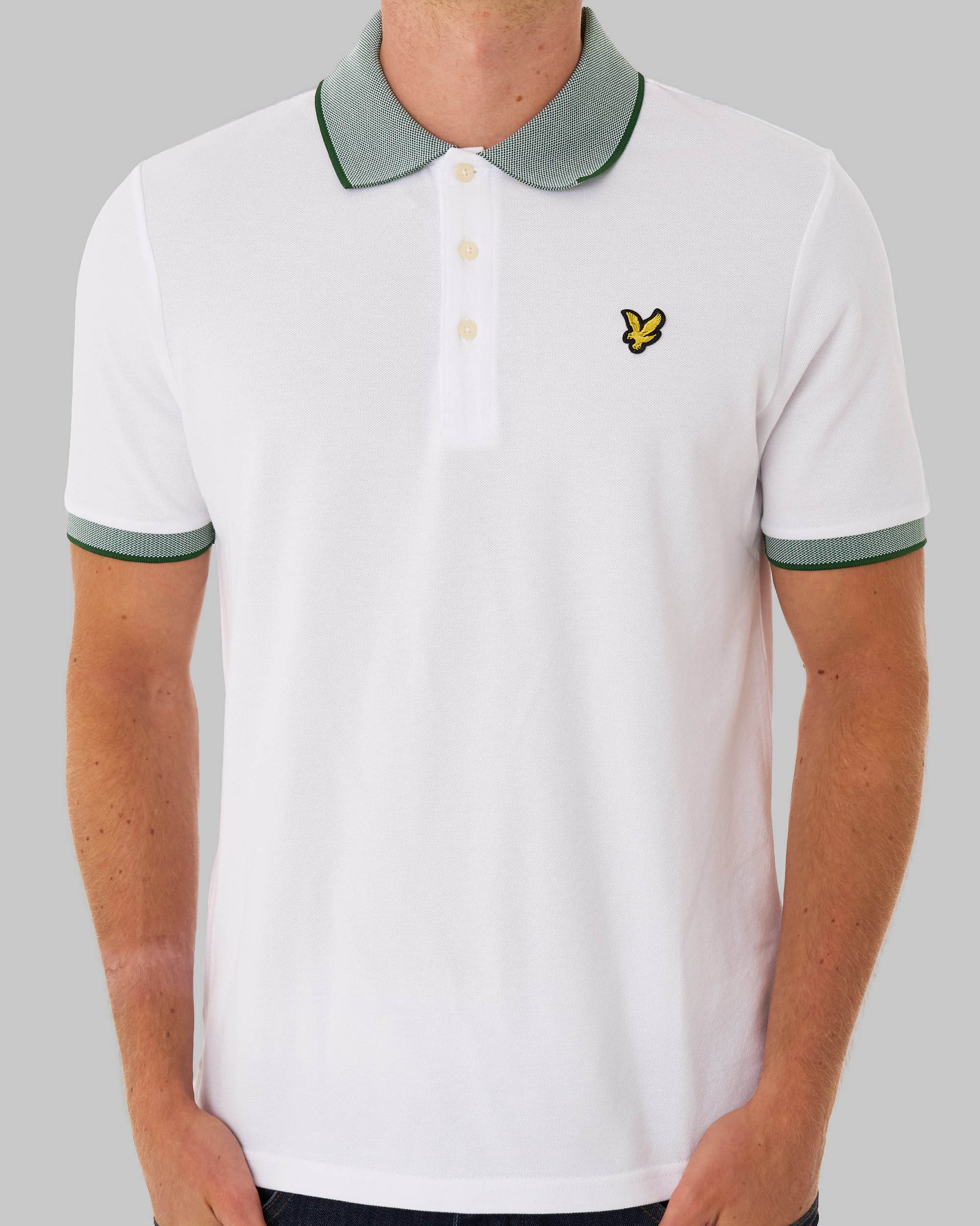 Lyle & Scott Birdseye Collar Polo Shirt White/Clover Green