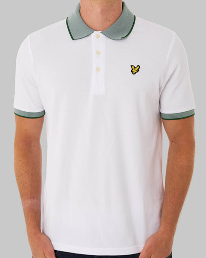 Lyle & Scott Birdseye Collar Polo Shirt White/Clover Green