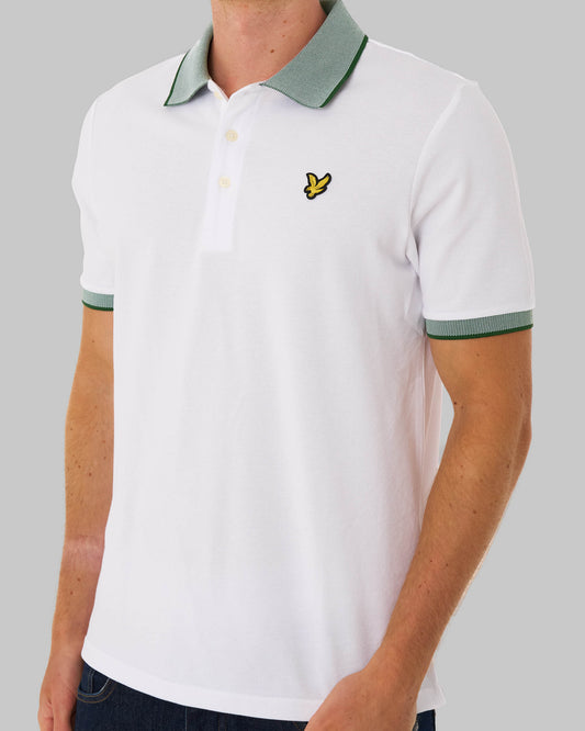 Lyle And Scott Lyle & Scott Birdseye Collar Polo Shirt White/Clover Green