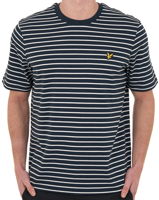 Lyle And Scott Pique Breton T Shirt Dark Navy/White
