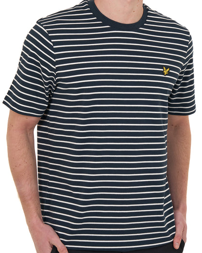 Lyle And Scott Pique Breton T Shirt Dark Navy/White