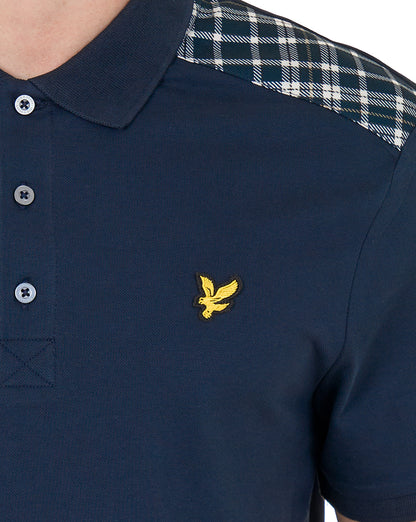 Lyle & Scott Check Panelled Polo Dark Navy