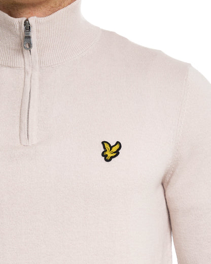 Lyle & Scott Cotton Merino 1/4 Zip Jumper Stone
