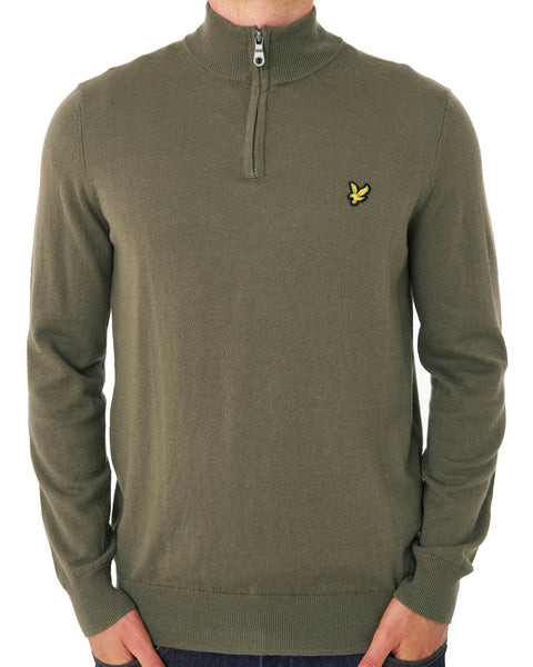 Lyle & Scott Cotton Merino 1/4 Zip Khaki Ash