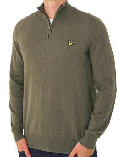 Lyle & Scott Cotton Merino 1/4 Zip Khaki Ash