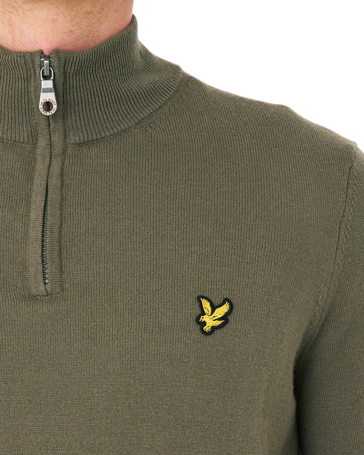 Lyle & Scott Cotton Merino 1/4 Zip Khaki Ash