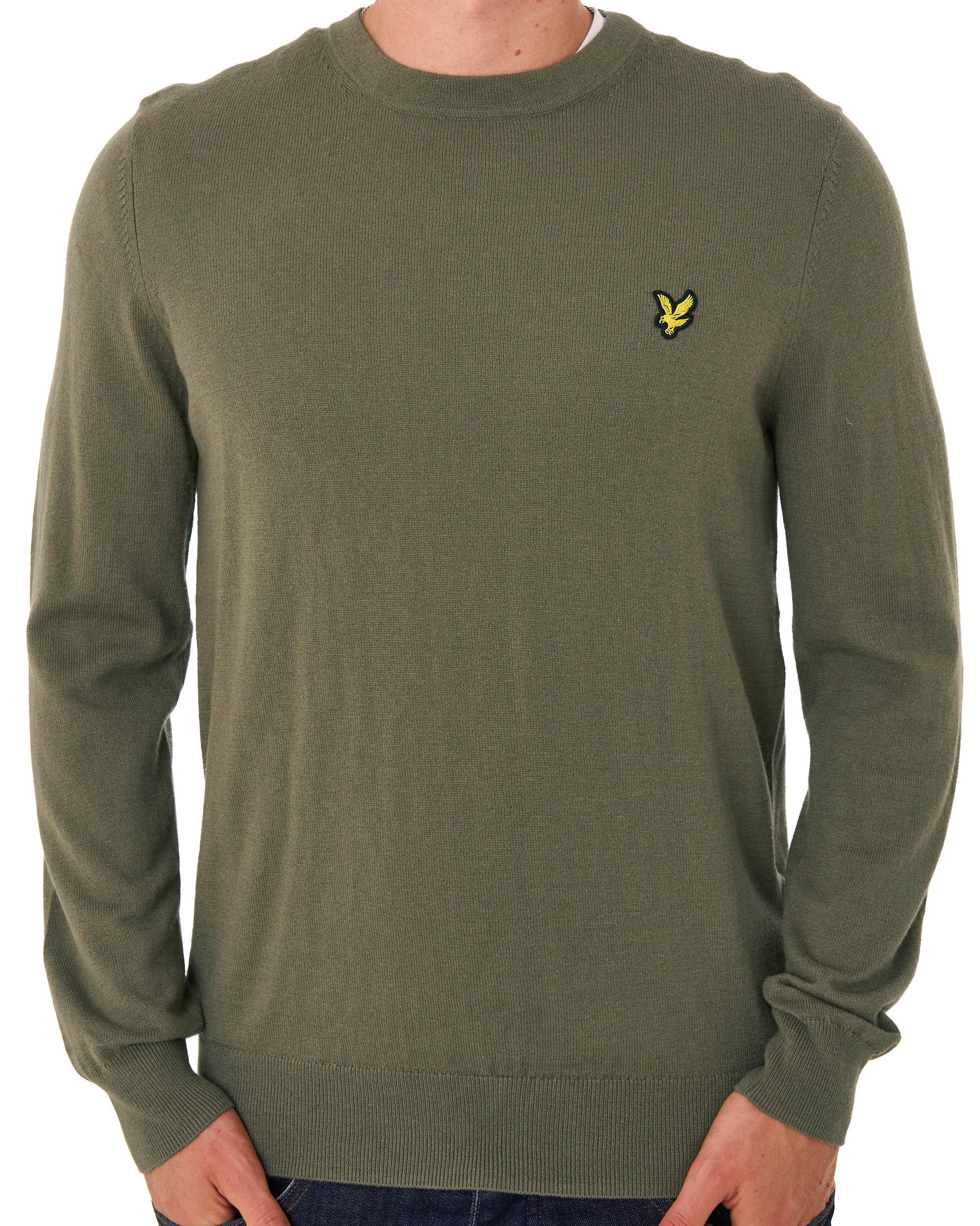 Lyle & Scott Cotton Merino Crew Jumper Khaki Ash