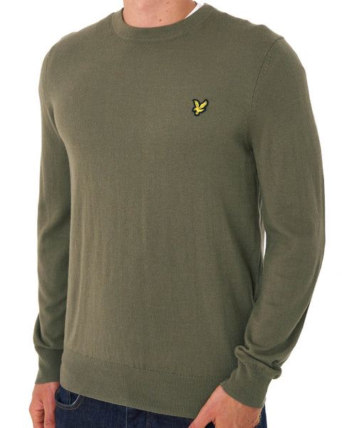 Lyle & Scott Cotton Merino Crew Jumper Khaki Ash