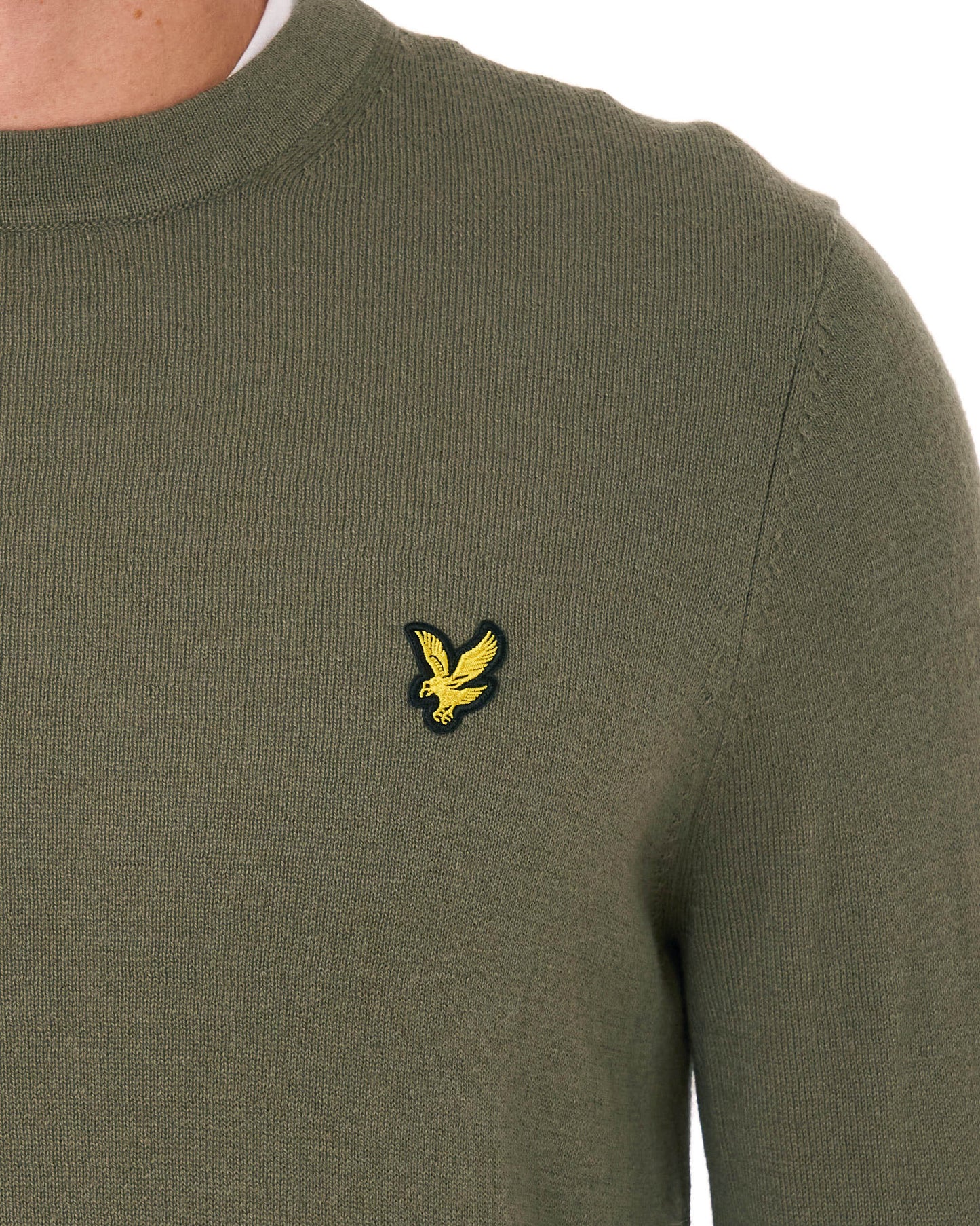 Lyle & Scott Cotton Merino Crew Jumper Khaki Ash